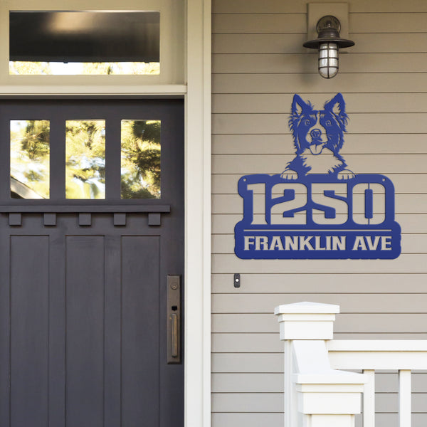 Personalized Dog Address Metal Sign - House Numbers-Dog Lovers-Dog Business Sign-Groomer Address Sign
