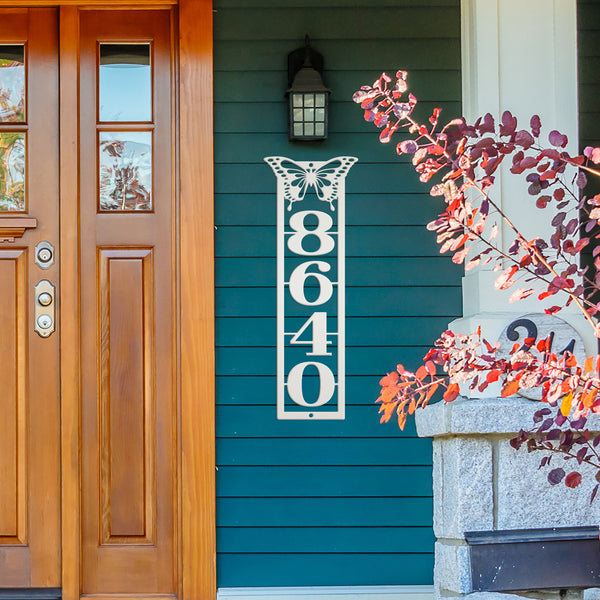 Personalized Butterfly Address Metal Sign - House Numbers-Flower Shop Business Sign