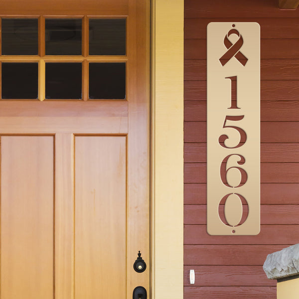 Personalized Cancer Ribbon Address Metal Sign - House Numbers