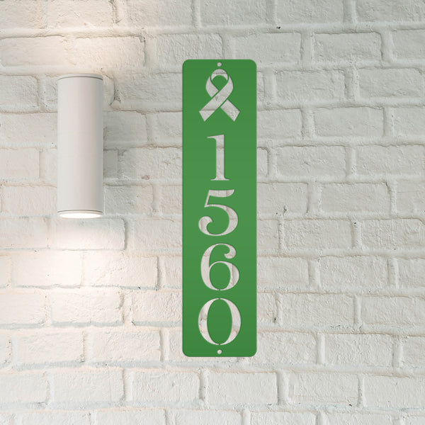 Personalized Cancer Ribbon Address Metal Sign - House Numbers