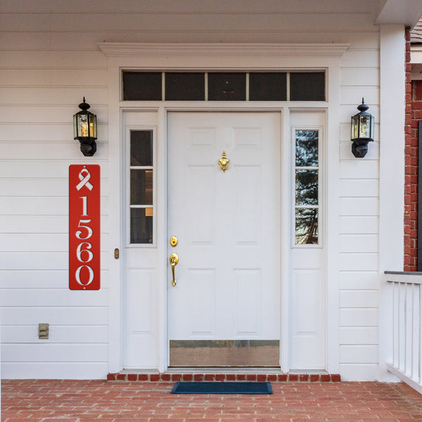 Personalized Cancer Ribbon Address Metal Sign - House Numbers