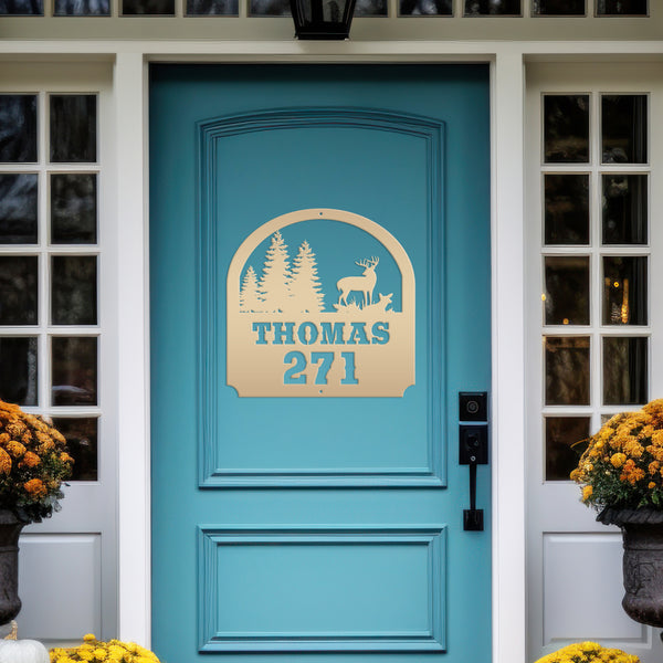 Custom Deer Scene Address Sign-Address Sign for Cabin-House Number Sign or Plaque for Deer Camp
