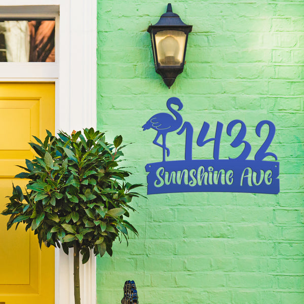 Personalized Flamingo Address Metal Sign-Beach Condo-Beach Rental  Address Sign- Tropical Metal Address Sign