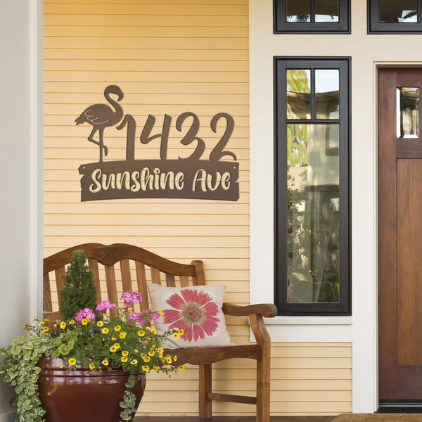 Personalized Flamingo Address Metal Sign