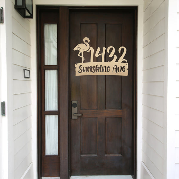 Personalized Flamingo Address Metal Sign