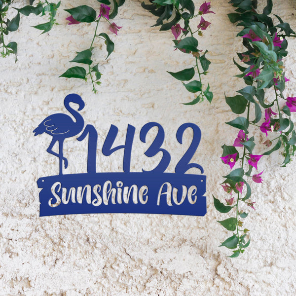 Personalized Flamingo Address Metal Sign