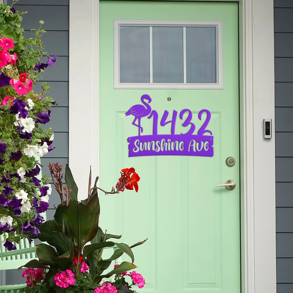 Personalized Flamingo Address Metal Sign