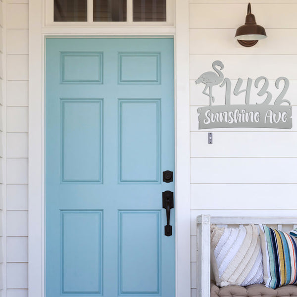 Personalized Flamingo Address Metal Sign
