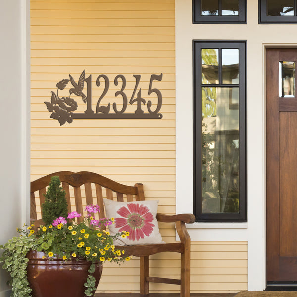 Personalized Hummingbird Address Metal Sign - House Numbers-Hummingbird Lovers-Business Address Sign for Flower Shop