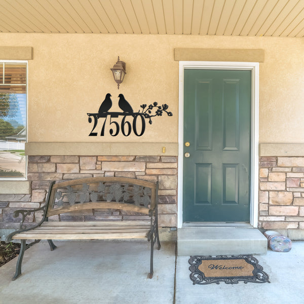 Personalized Love Birds Address Metal Sign - House Numbers-Bird Lovers Metal Sign