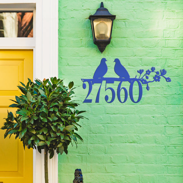 Personalized Love Birds Address Metal Sign - House Numbers-Bird Lovers Metal Sign