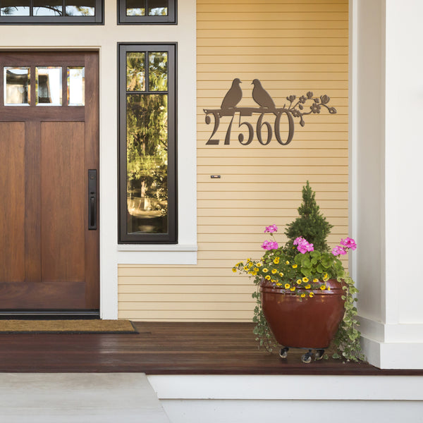 Personalized Love Birds Address Metal Sign - House Numbers-Bird Lovers Metal Sign