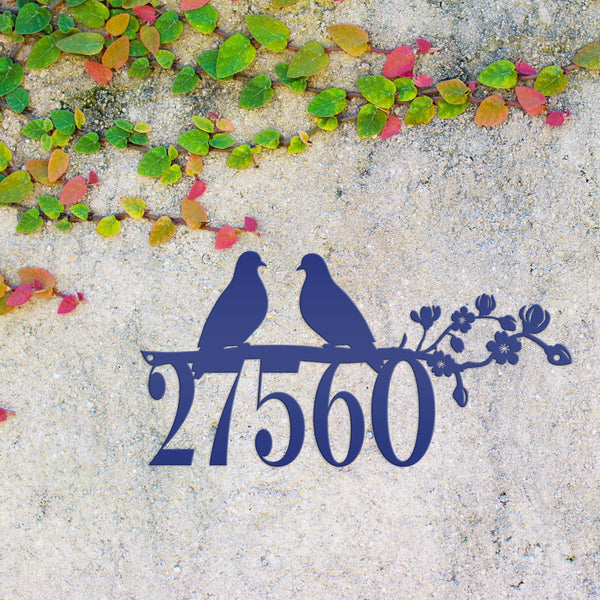 Personalized Love Birds Address Metal Sign - House Numbers-Bird Lovers Metal Sign