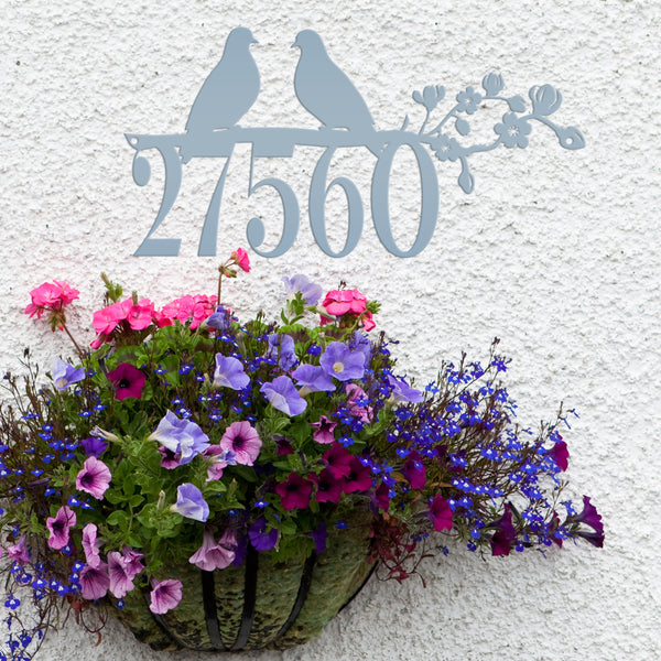 Metal House Number Sign, Custom Birds on a Branch Address Plaque, Outdoor Mailbox Digits, Decorative Driveway Marker, Porch Street Sign