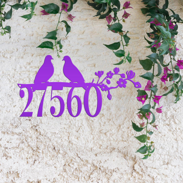 Personalized Love Birds Address Metal Sign - House Numbers-Bird Lovers Metal Sign
