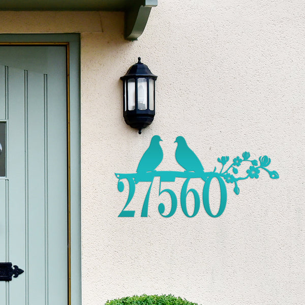 Personalized Love Birds Address Metal Sign - House Numbers-Bird Lovers Metal Sign