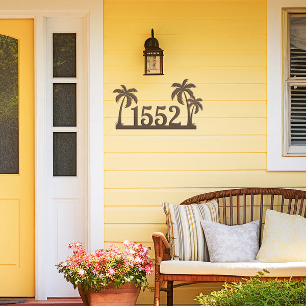 Tropical Palm Tree Metal Address Sign, Beach House Address Sign, Coastal Decor, Gulf Decor