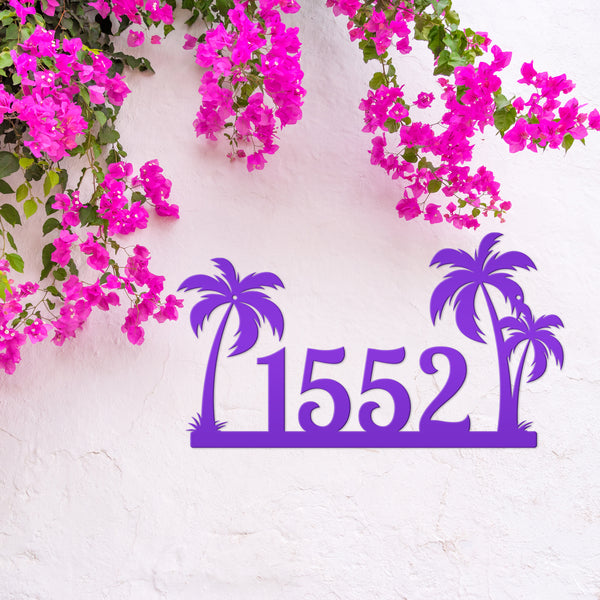 Tropical Palm Tree Metal Address Sign, Beach House Address Sign, Coastal Decor, Gulf Decor