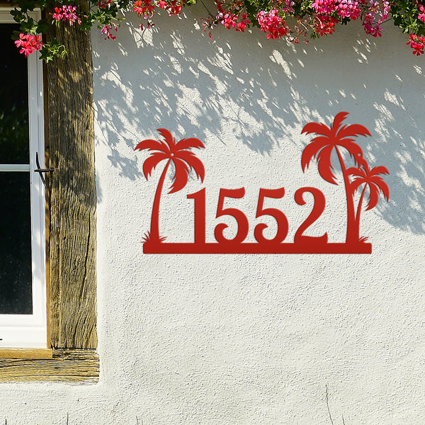 Tropical Palm Tree Metal Address Sign, Beach House Address Sign, Coastal Decor, Gulf Decor