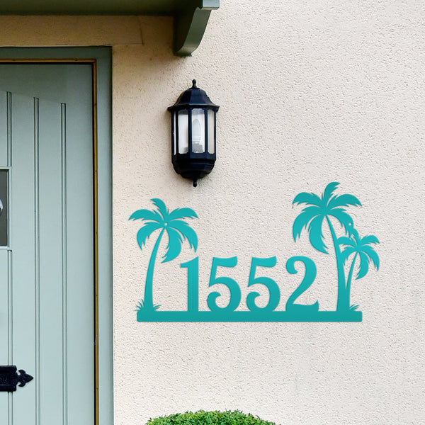 Tropical Palm Tree Metal Address Sign, Beach House Address Sign, Coastal Decor, Gulf Decor