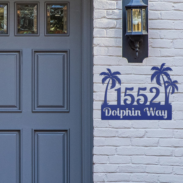 Custom Palm Trees Address Sign with Street Address, Beach House Address Sign, Coastal Decor, Gulf Decor