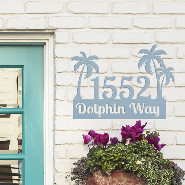 Custom Palm Trees Address Sign with Street Address, Beach House Address Sign, Coastal Decor, Gulf Decor