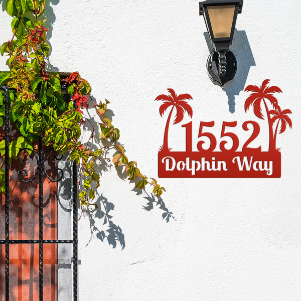 Custom Palm Trees Address Sign with Street Address, Beach House Address Sign, Coastal Decor, Gulf Decor