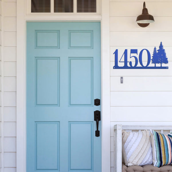 Nature-Inspired Metal Address Sign - Rustic Pine Tree Design - Unique Outdoor House Numbers - Custom Front Door Decor - Housewarming Gifts