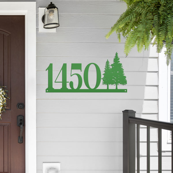 Nature-Inspired Metal Address Sign - Rustic Pine Tree Design - Unique Outdoor House Numbers - Custom Front Door Decor - Housewarming Gifts