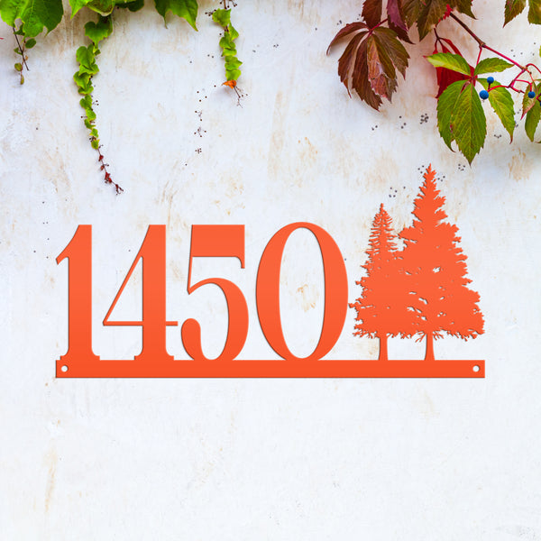 Nature-Inspired Metal Address Sign - Rustic Pine Tree Design - Unique Outdoor House Numbers - Custom Front Door Decor - Housewarming Gifts