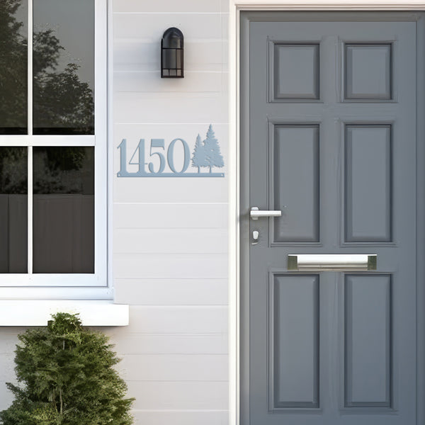 Nature-Inspired Metal Address Sign - Rustic Pine Tree Design - Unique Outdoor House Numbers - Custom Front Door Decor - Housewarming Gifts