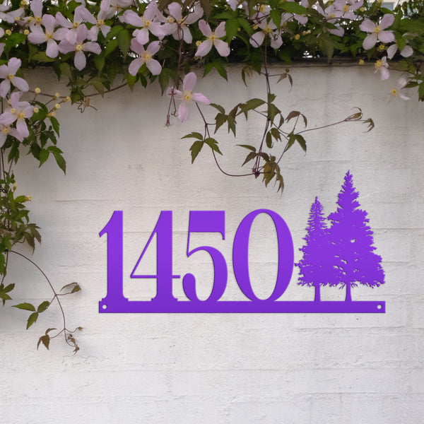 Nature-Inspired Metal Address Sign - Rustic Pine Tree Design - Unique Outdoor House Numbers - Custom Front Door Decor - Housewarming Gifts