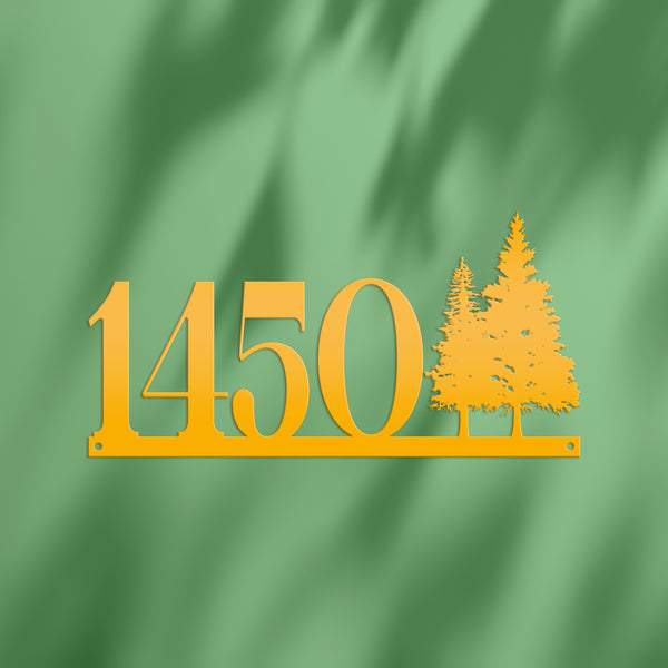 Nature-Inspired Metal Address Sign - Rustic Pine Tree Design - Unique Outdoor House Numbers - Custom Front Door Decor - Housewarming Gifts