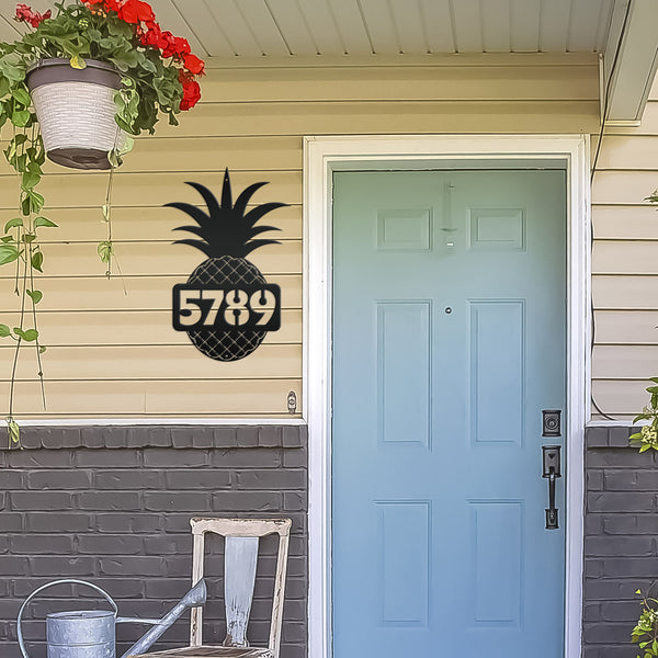 Custom Address Pineapple Metal Sign