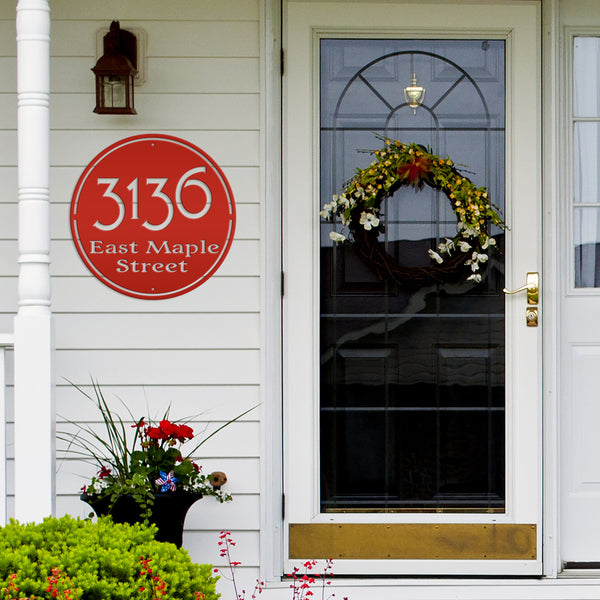 Personalized Round Address Metal Sign - Modern Address Sign-Wedding Gift-Housewarming Gift-New Homeowners Gift