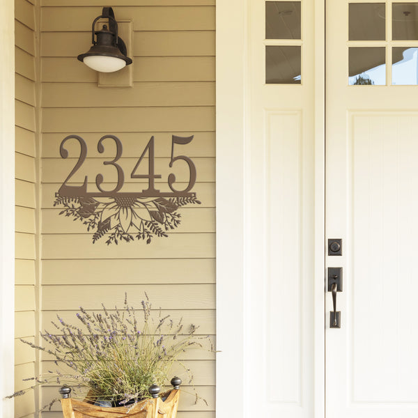 Personalized Sunflower Address Metal Sign - Metal House Numbers-Housewarming Gift-Flower Address plaque
