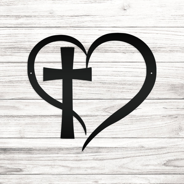 Cross Framed by Heart Wall Hanging-Cross Wall Art-Christian-Religious Decor-Wall Hanging Art