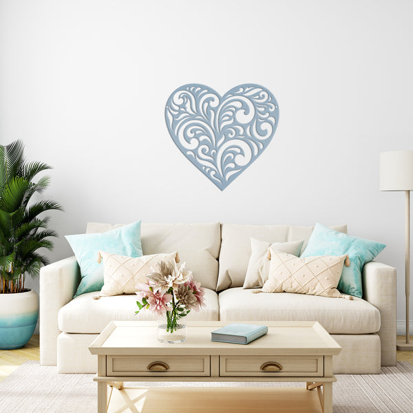 Metal Decorative  Heart Sign - Valentine Decor - Paisley Heart Decor