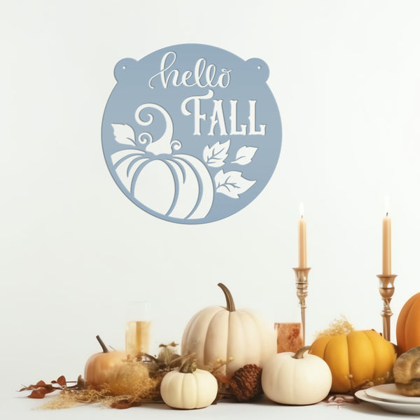Autumn Seasonal Greetings Outdoor Metal Sign - Handmade Farmhouse Home Decor - Thanksgiving Entryway Art - Fall Leaves Festive Decoration