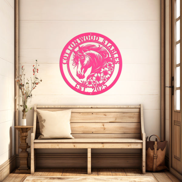 Unique Floral Horse Sign with Custom Name - Unique Metal Horse Art - Personalized Wall Hanging - Charming Farmhouse Decor - Gift for Her