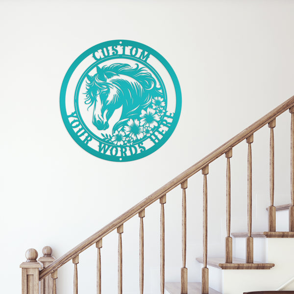 Unique Floral Horse Sign with Custom Name - Unique Metal Horse Art - Personalized Wall Hanging - Charming Farmhouse Decor - Gift for Her