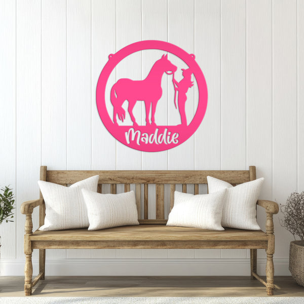 Personalized Horse and Owner Metal Sign-Horse Girl Metal Sign-Horse Themed Decor-Horse Lover