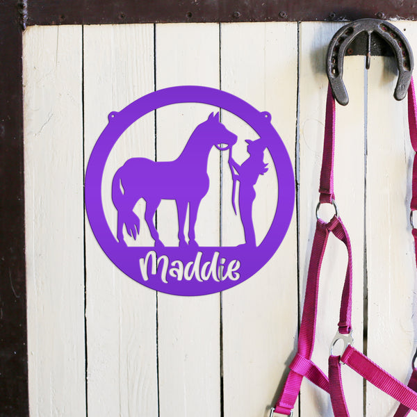 Personalized Horse and Owner Metal Sign-Horse Girl Metal Sign-Horse Themed Decor-Horse Lover