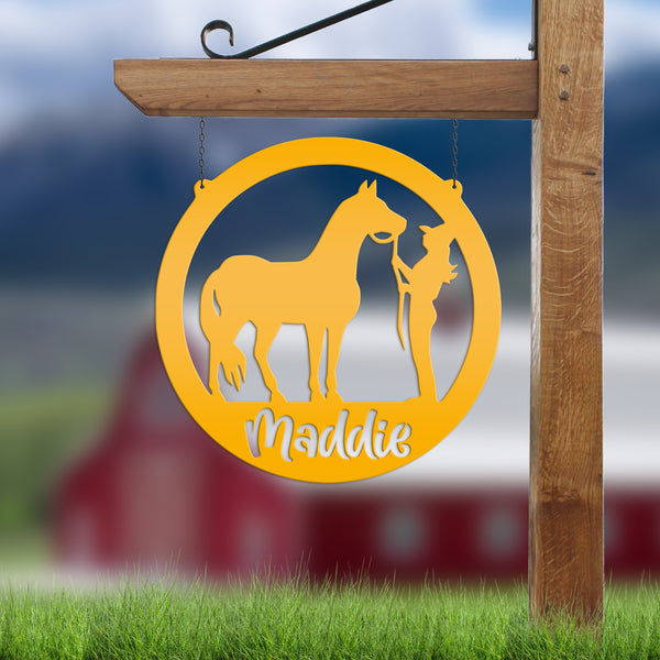 Personalized Horse and Owner Metal Sign-Horse Girl Metal Sign-Horse Themed Decor-Horse Lover