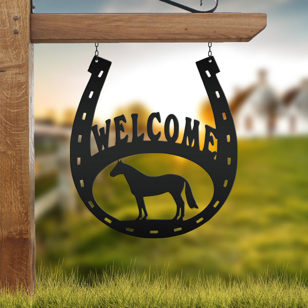 Horse Shoe Welcome Sign, Horse Shoe Art-Horse Barn Wall Decor, Horse Gift