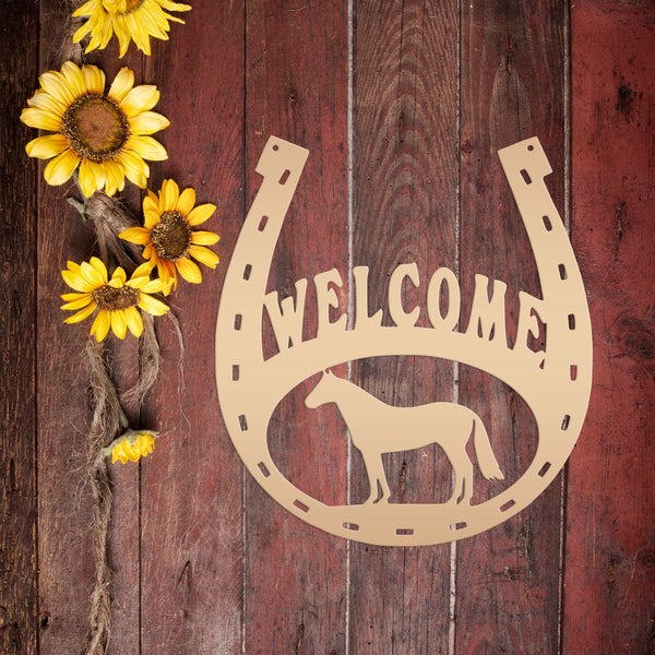 Horse Shoe Welcome Sign, Horse Shoe Art-Horse Barn Wall Decor, Horse Gift