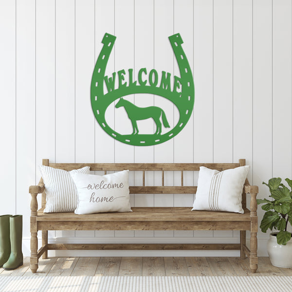 Horse Shoe Welcome Sign, Horse Shoe Art-Horse Barn Wall Decor, Horse Gift