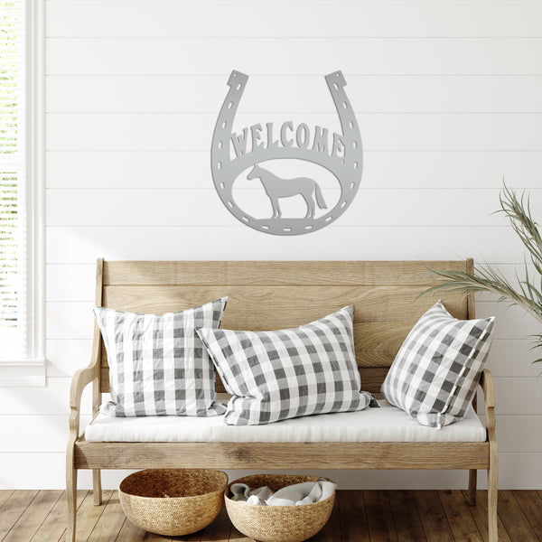 Horse Shoe Welcome Sign, Horse Shoe Art-Horse Barn Wall Decor, Horse Gift