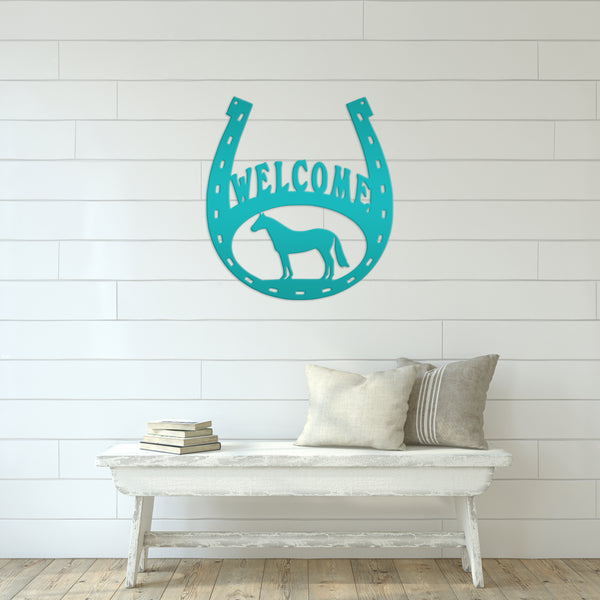 Horse Shoe Welcome Sign, Horse Shoe Art-Horse Barn Wall Decor, Horse Gift