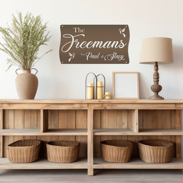 Personalized Hummingbird Family Name Metal Sign, Family Name Sign Home Decor, Hummingbird Family Sign, Hummingbird Sign with Family Name Sign Wall Home Decor